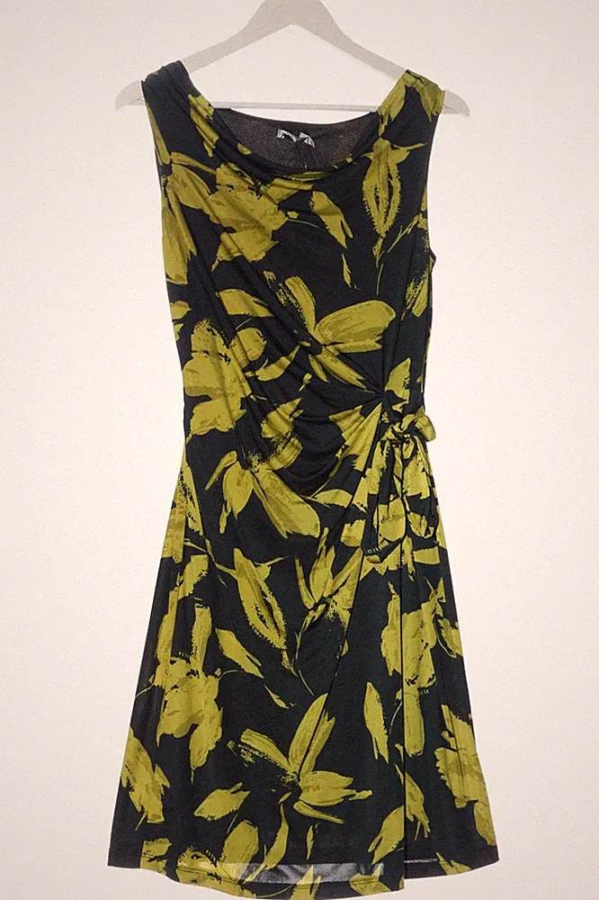 MODISSIMA A-Linien Kleid Damen Kleid Gr. DE 36 schwarz-blassgelb Elegant