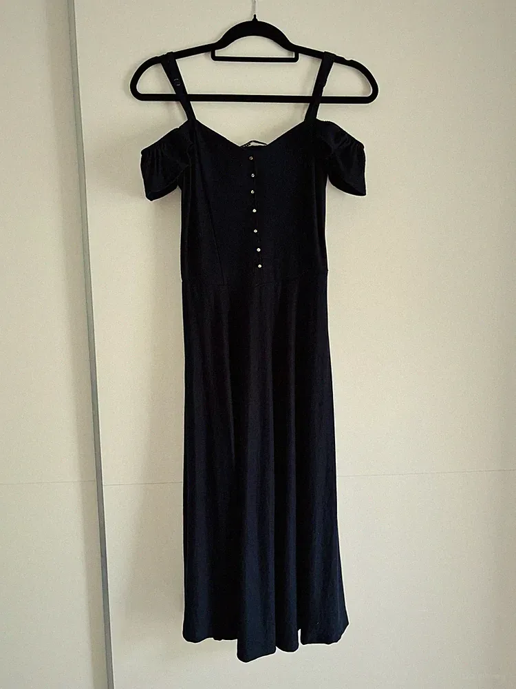 MOHITO Gr. S 36 Sommerkleid Off-Shoulder-Kleid A-Linien-Kleid Dunkelblau