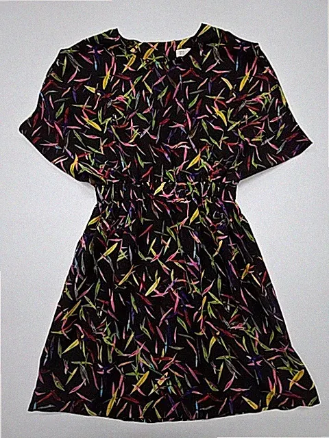 Molly Bracken Schwarz Geometrisch A-Linie Knie Kleid M Flatter