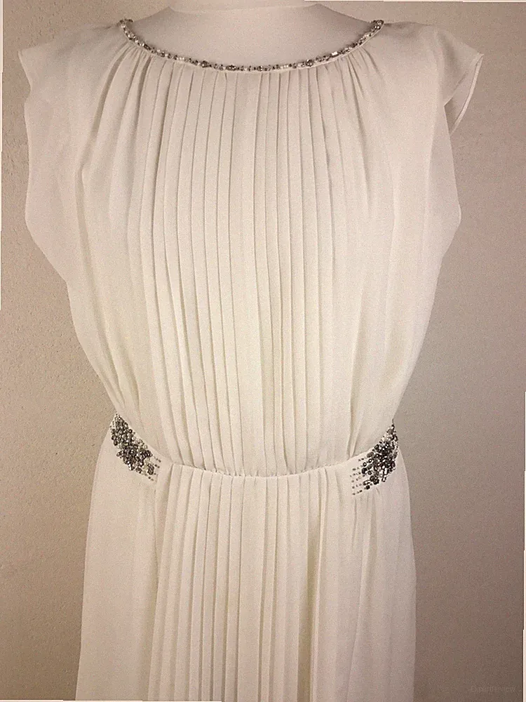 Monsoon;A-Linie Rundhals Ärmellos Straßsteine & Chiffon Hochzeits Kleid Gr.42