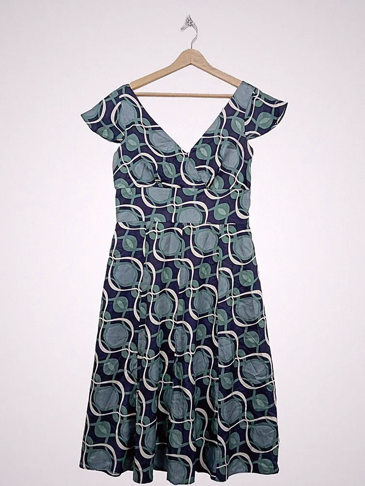 MONSOON A-Linien Kleid Damen Kleid Gr. DE 42 blau Casual-Look
