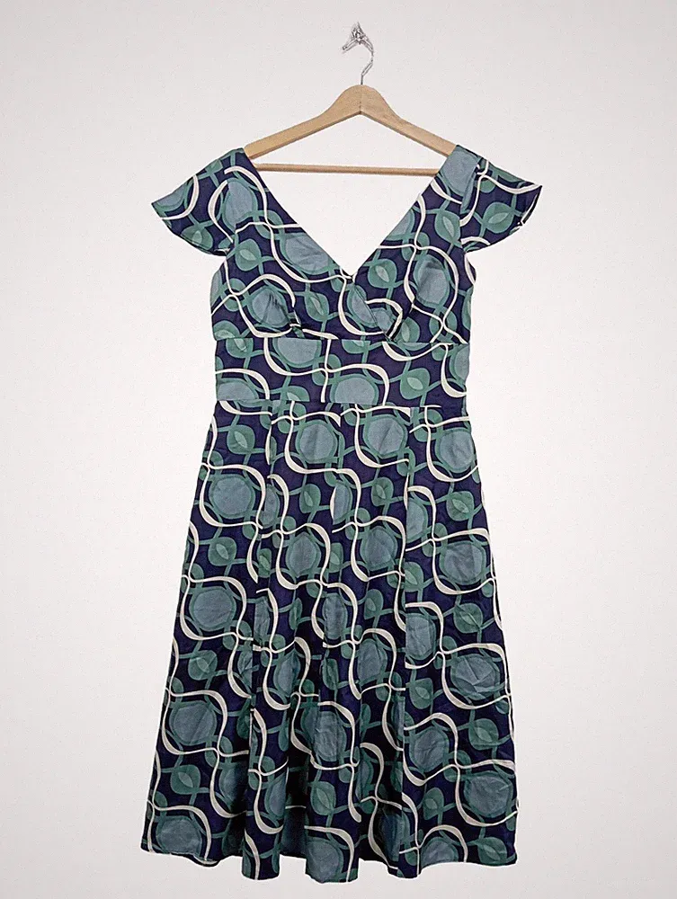 MONSOON A-Linien Kleid Damen Kleid Gr. DE 42 blau Casual-Look