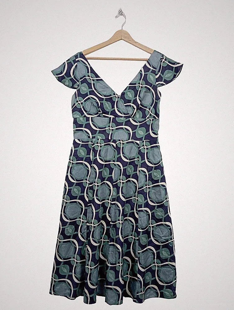 MONSOON A-Linien Kleid Damen Kleid Gr. DE 42 blau Casual-Look