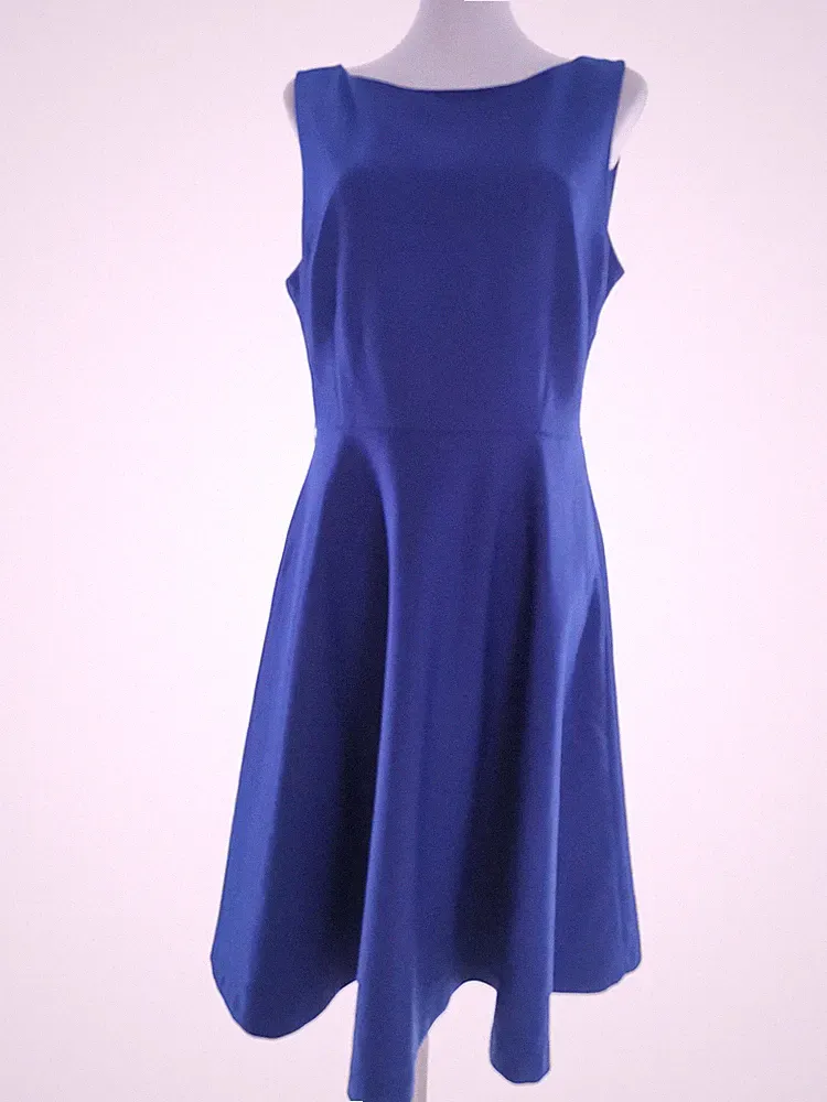 MONSOON Damen A-Linien-Kleid Gr. 42 Blau Baumwolle Ärmellos Midi
