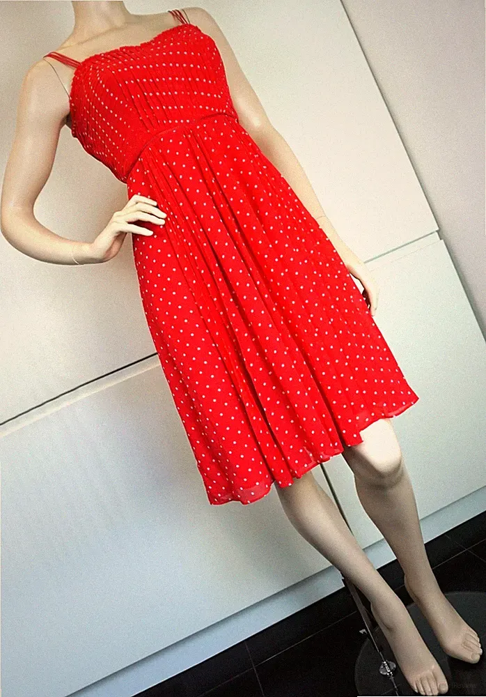 MONSOON Damen Kleid A Linie Tunika Coctailkleid Party Boho Polka Dots Gr 40