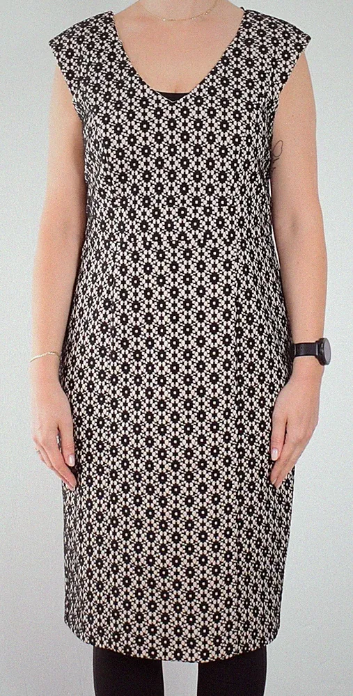 Monsoon Damen Kleid Dress Etuikleid Cocktail Gr.42 Elegant Schwarz Beige 91039