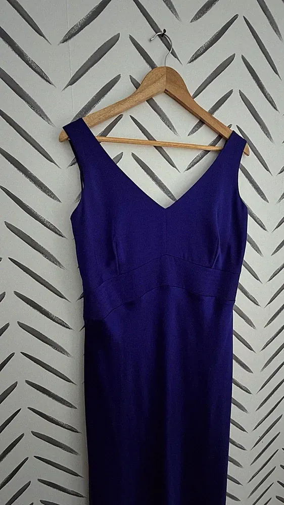 Monsoon Kleid 18 blau Anlass Midikleid ärmellos V-Ausschnitt neu mit Etikett Hochzeitsgast