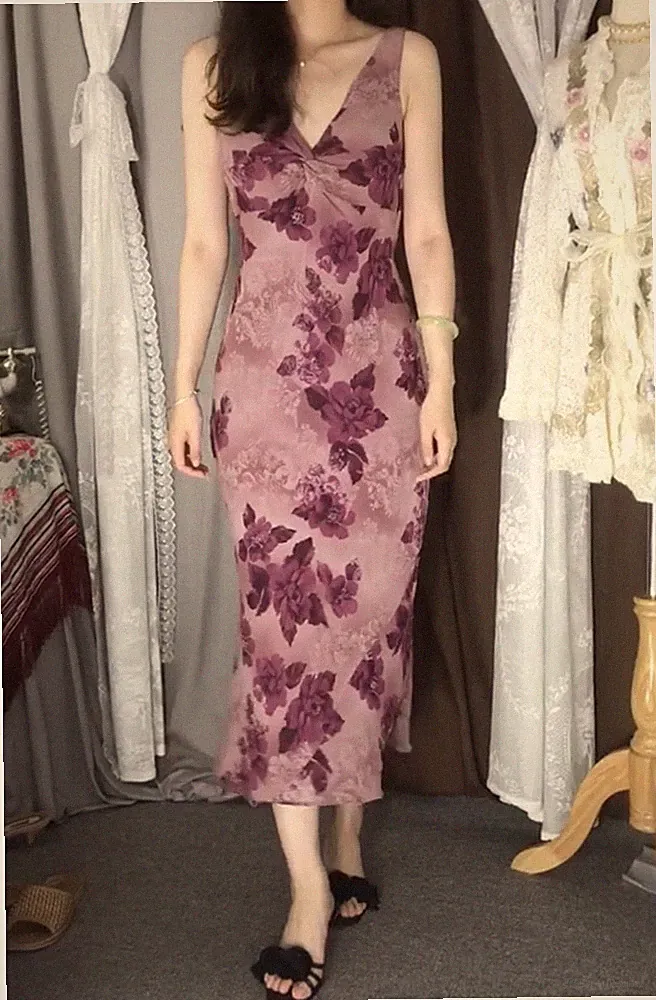Monsoon Kleid 38 Blumen Rosa Leinen Cocktailkleid Bias Cut