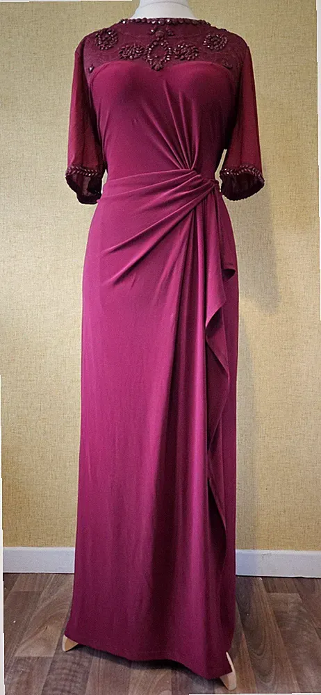 MONSOON Kleid Gr. 12 Maxi rot Abend lang Hochzeit Gast Party Pailletten Glitzer