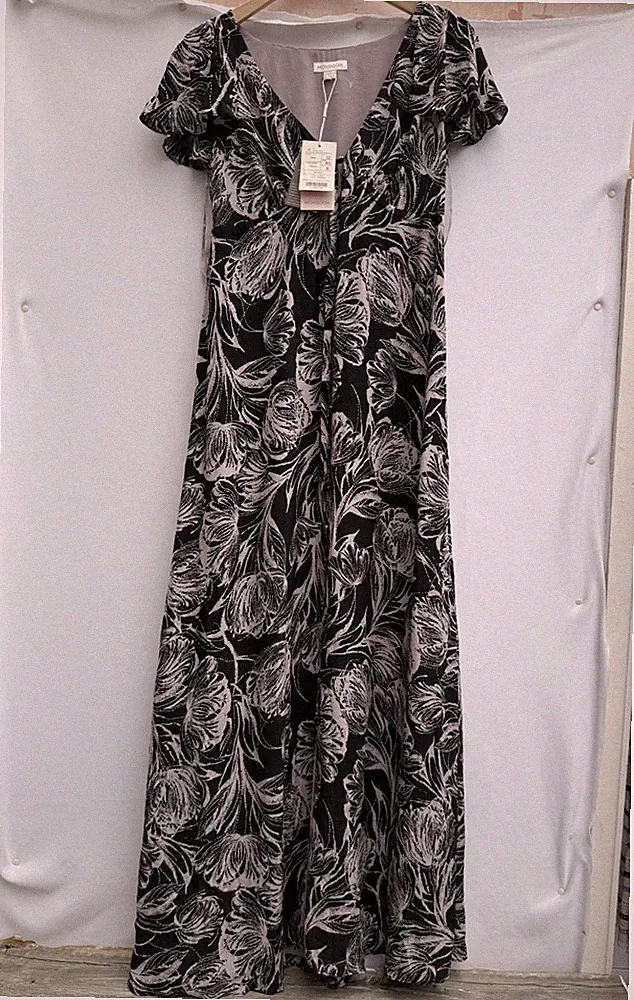 Monsoon Marianne Seide Blumen Maxikleid Knopfleiste Anlass Hochzeit Gast UK12