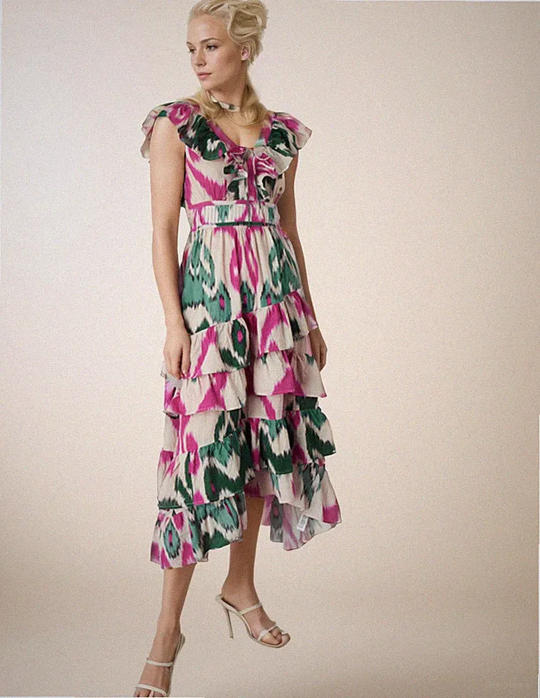 Monsoon Midikleid ärmellos Sommer Sonne Cocktail Hochzeitsgast Größe 10 UVP 120 £