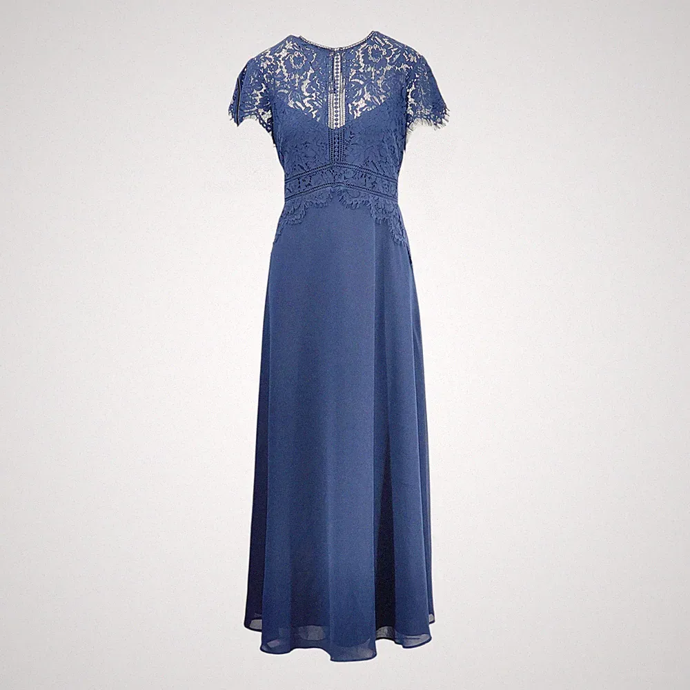 Monsoon Monica Midi-Damenkleid mit Spitze, Navy UVP 130,00 £