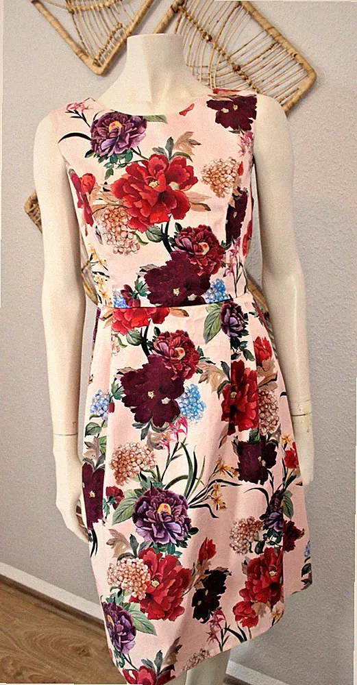 🩷 Montego 🩷sehr schönes Blumen Etui Kleid 40 rosa bunt geblümt Baumwolle 🩷