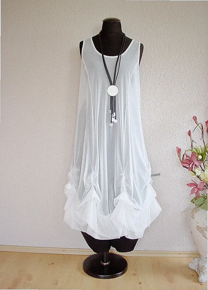 Moonshine °Träger Mesh Tüll "Wolken" Kleid A-Form Variabel ~ Weiß ~ 1 - 2 - 3