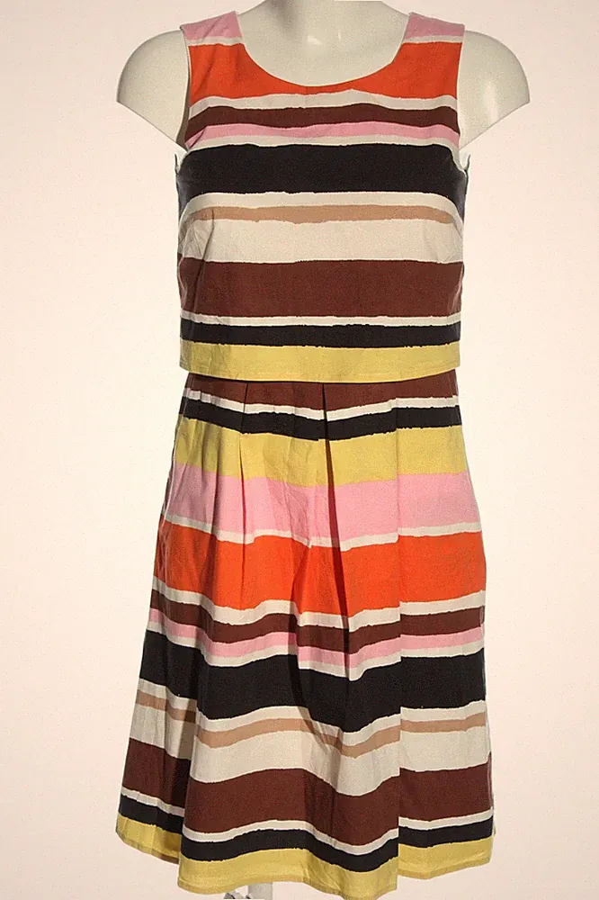 MORE & MORE A-Linien Kleid Damen Kleid Gr. DE 34 braun-weiß-schwarz Casual-Look