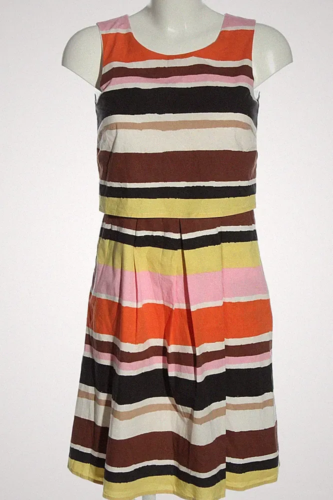MORE & MORE A-Linien Kleid Damen Kleid Gr. DE 34 braun-weiß-schwarz Casual-Look
