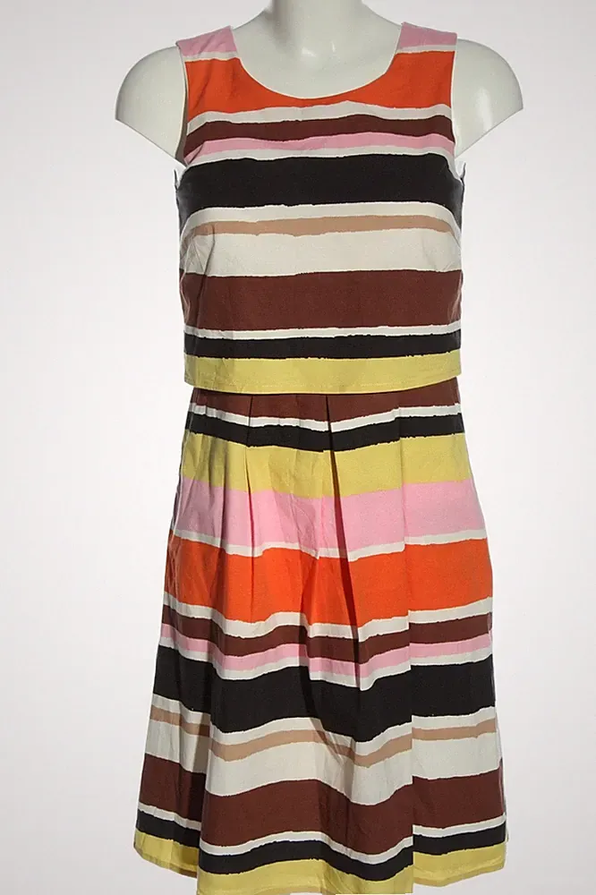 MORE & MORE A-Linien Kleid Damen Kleid Gr. DE 34 braun-weiß-schwarz Casual-Look
