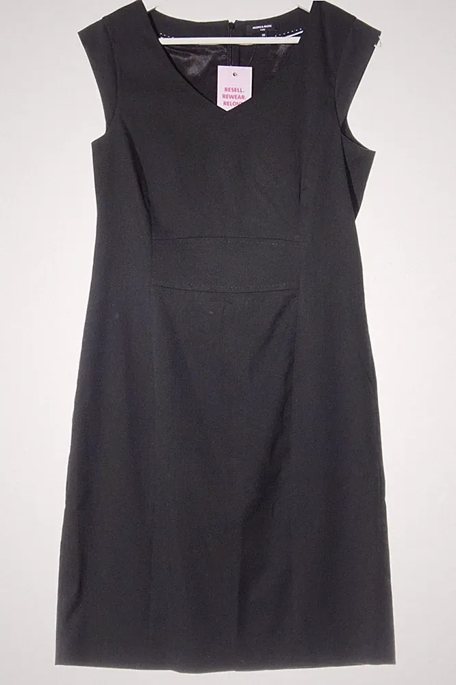 MORE & MORE A-Linien Kleid schwarz meliert tailliert Midi Casual Gr. 38
