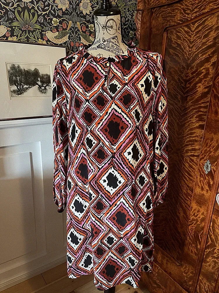 More & More Kleid Damen Viskose Pink/Bunt Rauten Gr.34 NEU
