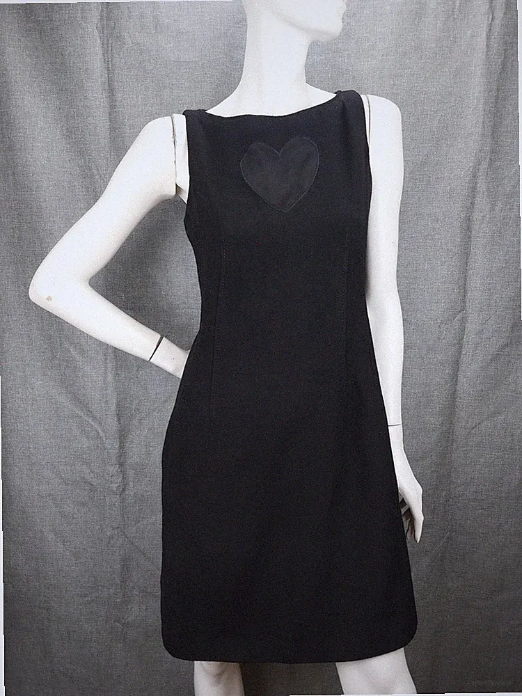 Moschino CHEAP AND CHIC Damen Kleid Love Herz Wolle Vintage Gr. 38/40 Schwarz