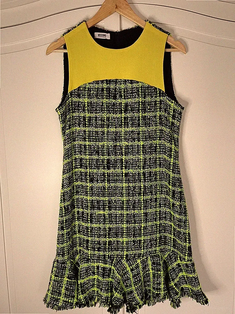 Moschino Cheap & Chic Neon Boucle ärmelloses Kleid UK 12