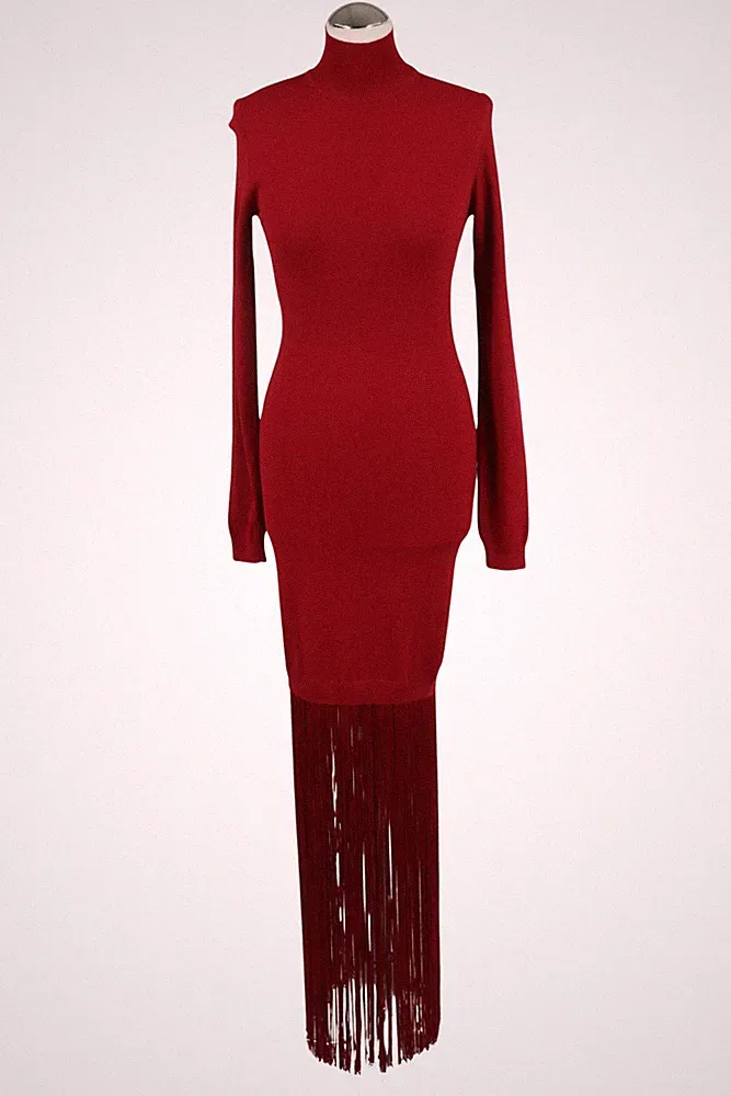 Moschino Damen Kleid Gr. 36 (IT 42) Bordeaux Etuikleid Jerseykleid Dress