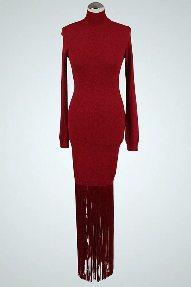 Moschino Damen Kleid Gr. 36 (IT 42) Bordeaux Etuikleid Jerseykleid Dress