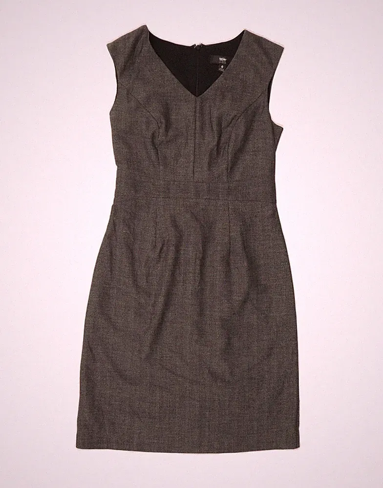 Mossimo Damen Stretch Etuikleid US 6 mittelgrau Fischgrätmuster AH10