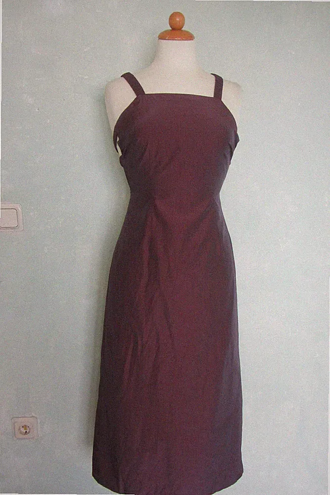 my diary Kleid bordeaux cool eng toller Rückenausschnitt Sommer 90er 34 XS