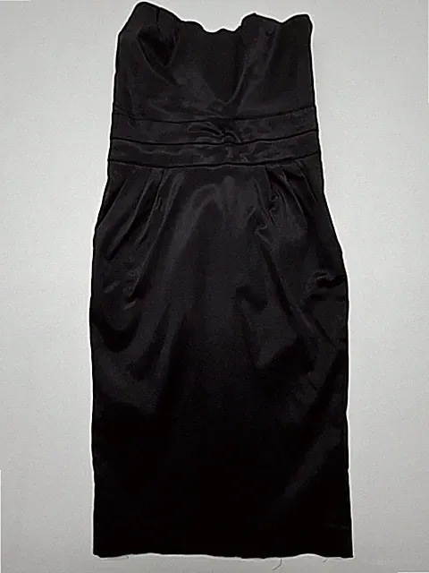 N N C Collection Damen Schwarz Rüschen Satin Kleid XS Formell Rüschen Etui