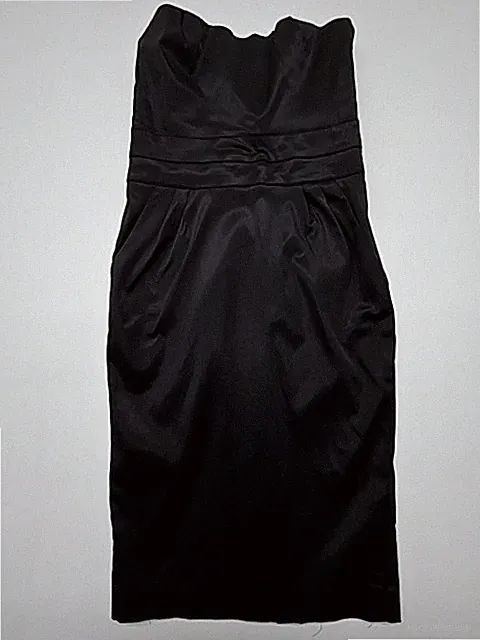 N N C Collection Damen Schwarz Rüschen Satin Kleid XS Formell Rüschen Etui