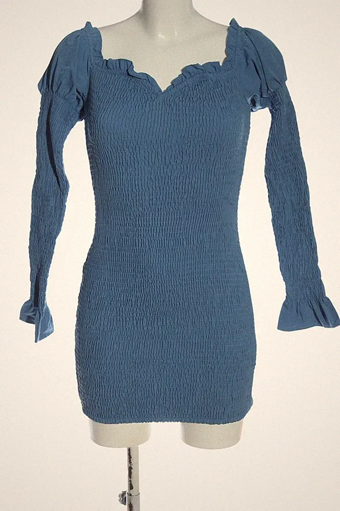 NA-KD Etuikleid Damen Kleid Gr. DE 34 blau Casual-Look