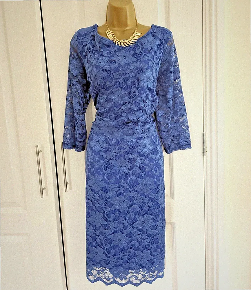 Nachtigallen Gr. 22 blau Spitze Overlay Kleid Hochzeit Gast Brautmutter Bräutigam