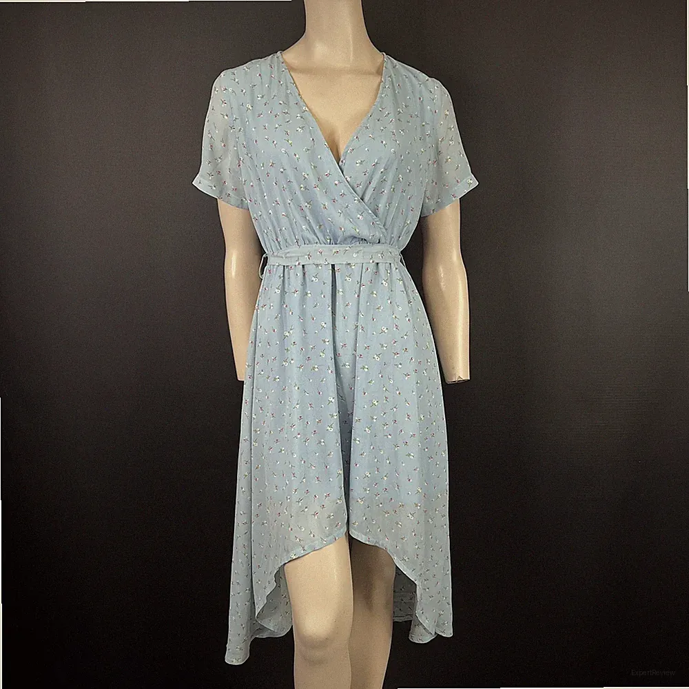 NASTY GAL blau Blumen Wickelkleid 12 Chiffon Tauchsaum Sommer Hochzeit Gast