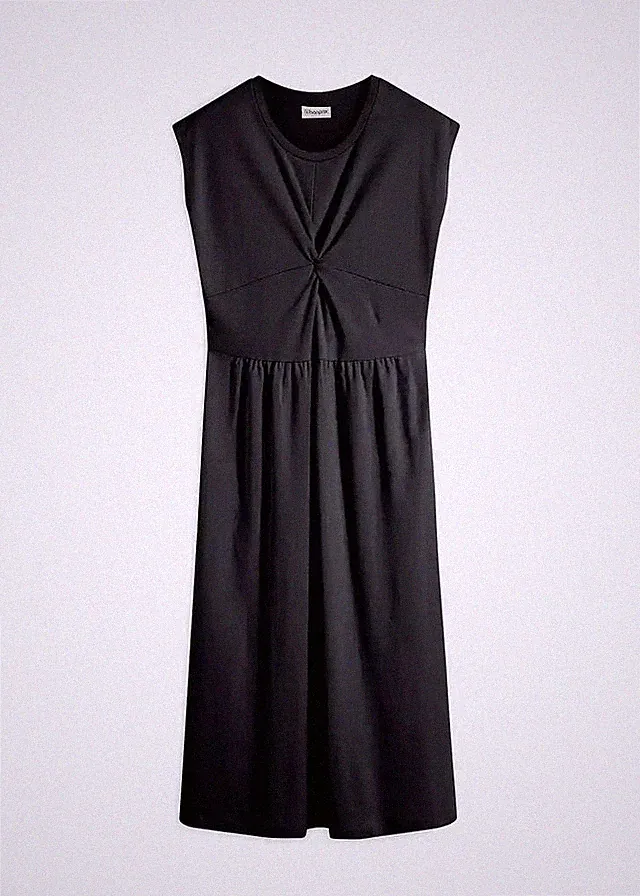Neu A-Linien-Kleid aus Jersey mit Twist-Detail Gr. 36/38 Schwarz Damen Midikleid