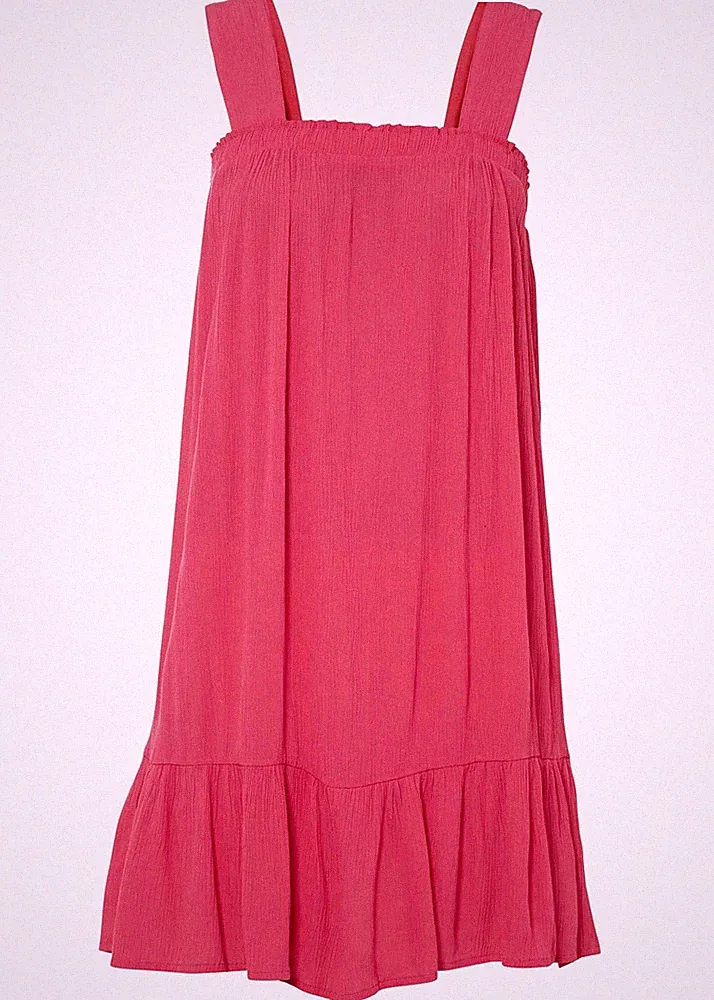 Neu A-Linien-Kleid Gr. 40 Dunkelpink Casual-Dress Kurzes Sommerkleid Ärmellos