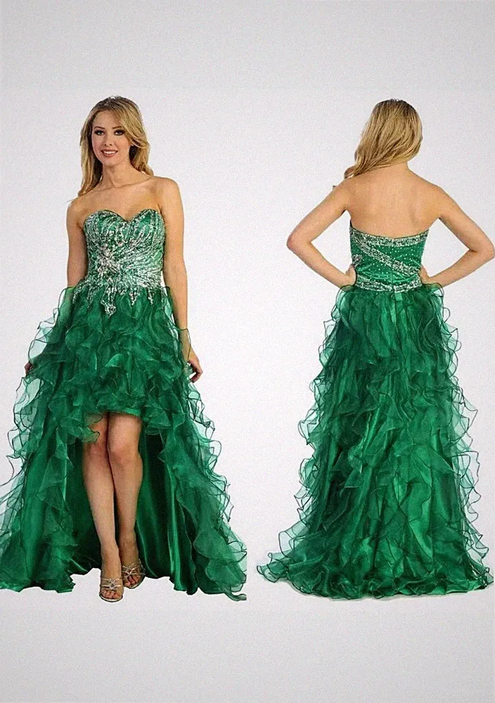 NEU-Abendkleid+Stola Ballkleid Grün XS Vokuhila Strass Pailletten VKP 262,88€