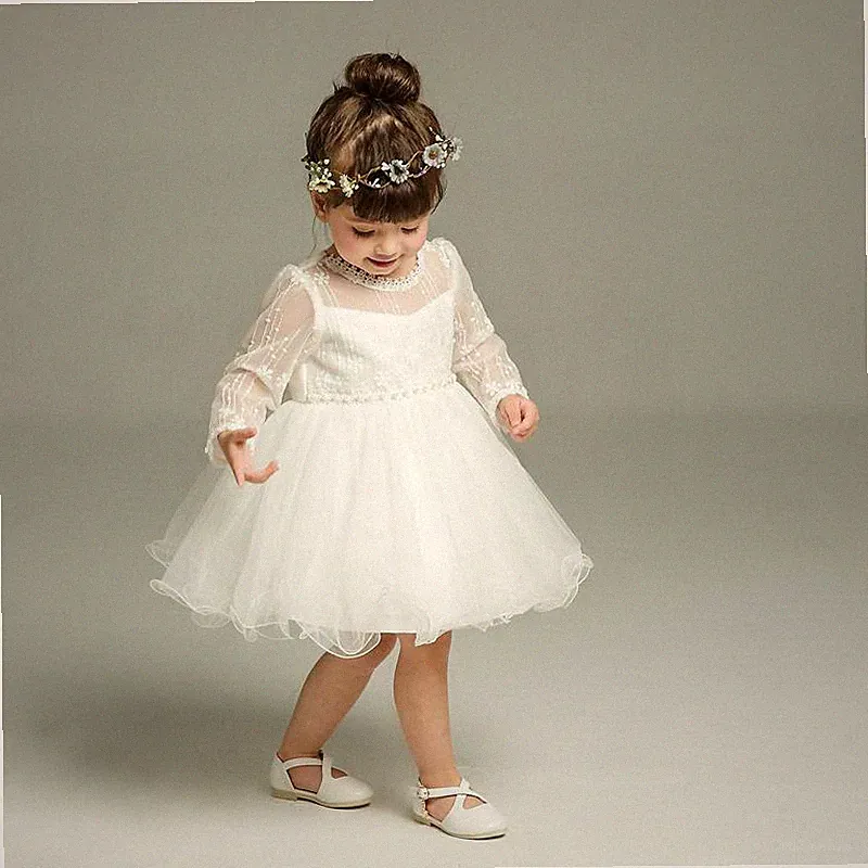 Neu Baby weißes Kleid für Taufkleid Prinzessin Hochzeit Taufe Kinderkleidung