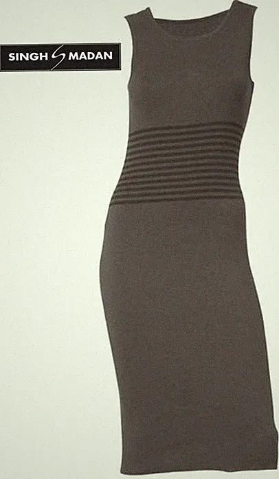 NEU CITY ELEGANZ ETUI STRICKKLEID 60% VISCOSE GR 38 SINGH S. MADAN taupe *077478