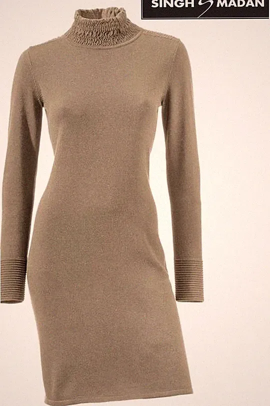 NEU CITY ELEGANZ ETUI STRICKKLEID STRETCH 44 SINGH S. MADAN camel beige *032211