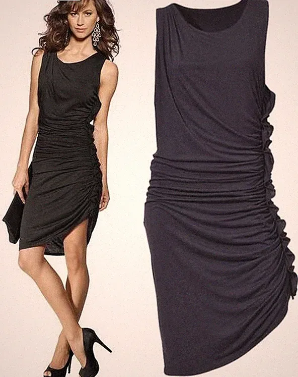 NEU: DAS KLEINE SCHWARZE! ETUIKLEID COCKTAILKLEID gerafft 40 B.C. black *084934