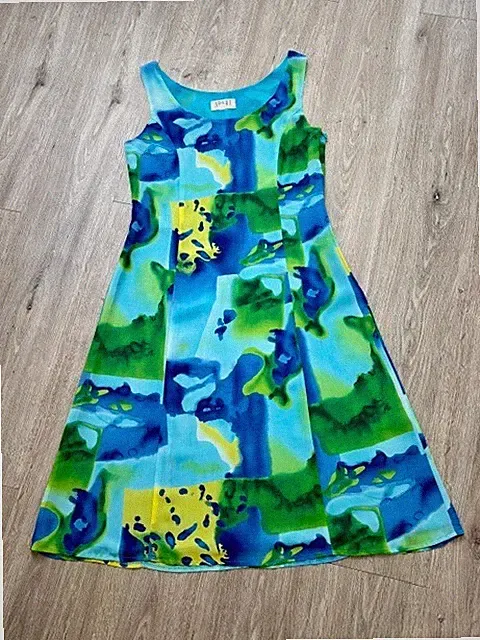 🌷Neu Elegantes APART Impressions Sommerkleid Gr. 42 – Blau/Grün mit Reißversch.