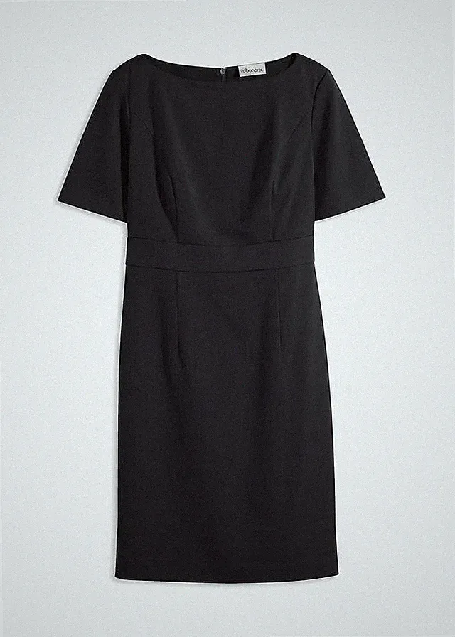 Neu Etuikleid m U-Boot-Ausschnitt Gr. 38 Schwarz Mini-Kleid Etui-Dress Bürokleid