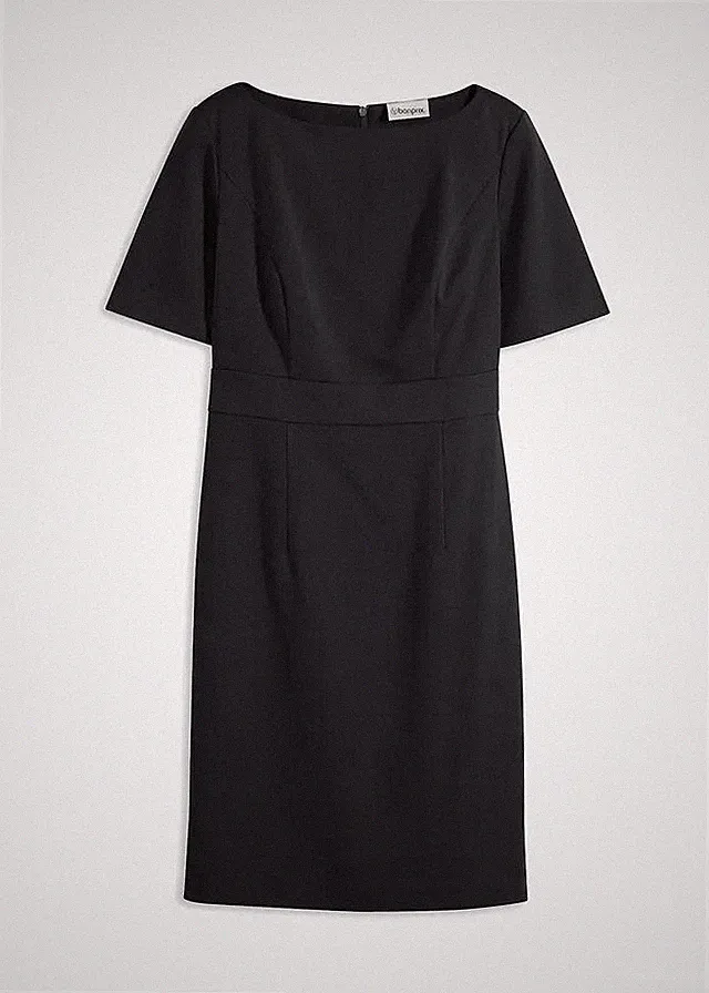 Neu Etuikleid m U-Boot-Ausschnitt Gr. 42 Schwarz Mini-Kleid Etui-Dress Bürokleid