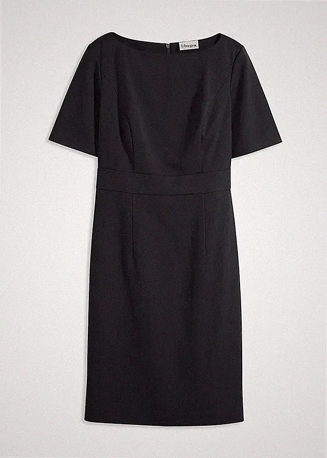 Neu Etuikleid m U-Boot-Ausschnitt Gr. 48 Schwarz Mini-Kleid Etui-Dress Bürokleid