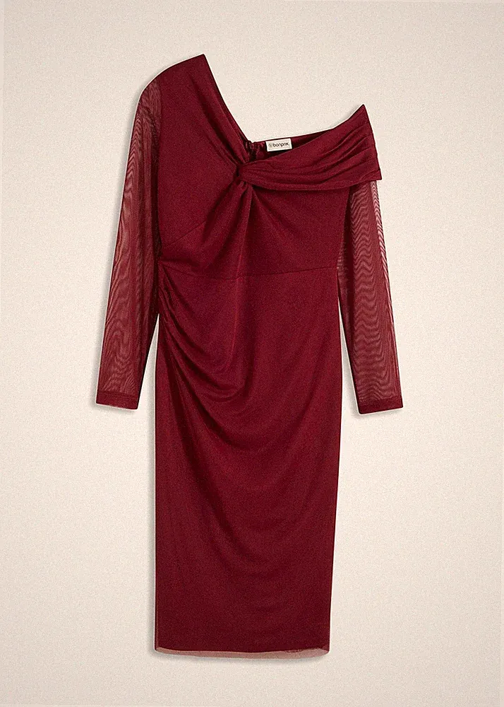 Neu Figurbetontes Midikleid Gr. 36/38 Beere Damen Etuikleid Party-Kleid