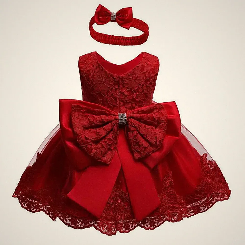 Neu Geburtstagskleidung für Baby Mädchen Party rotes Kleid Prinzessin Hochzeit Kinderkleidung