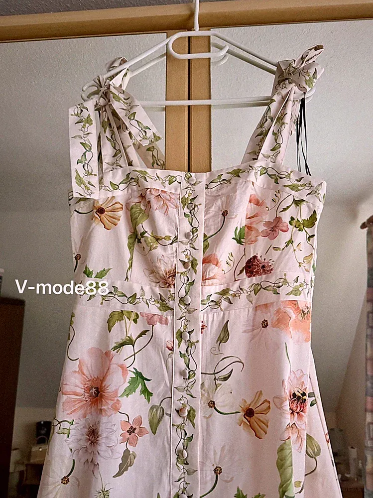 Neu H&M Blogger A-Linie Midi Kleid M 38 geblümt 🌷Baumwolle 69€