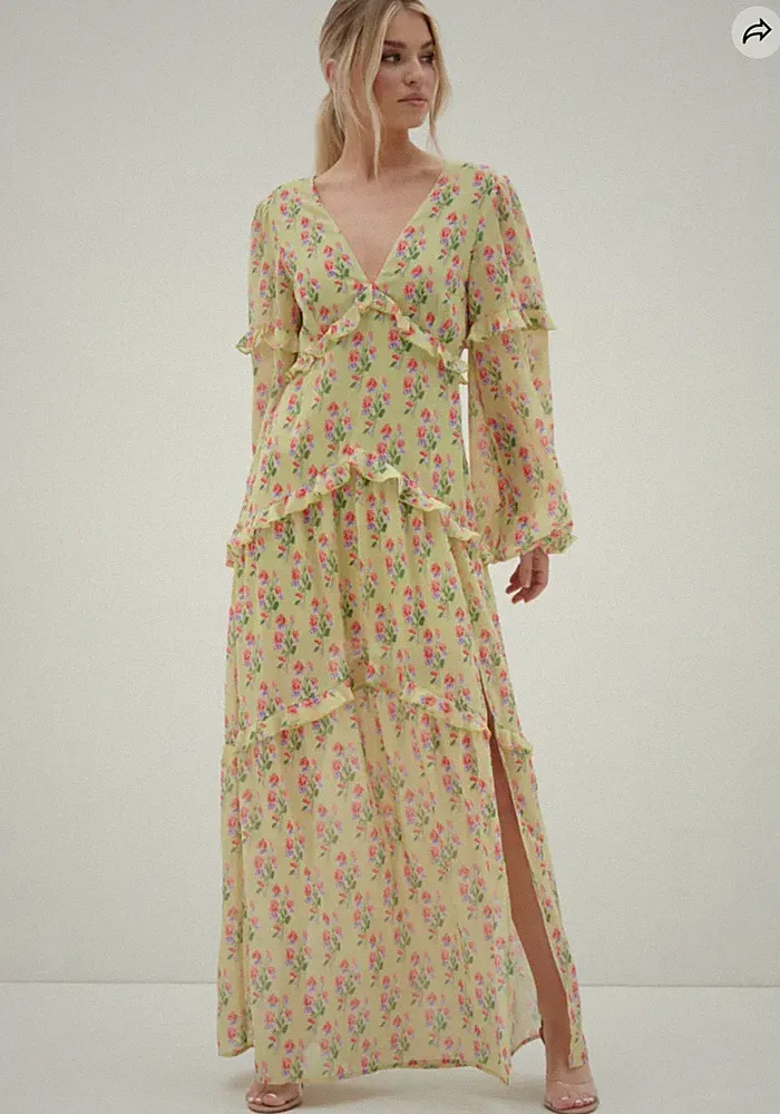 Neu HÜBSCH AUFWENDIG Kalina HOCHZEITSGAST Maxi Blumen Kleid Größe UK 12 UVP 92 £