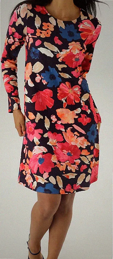 NEU JERSEY ETUIKLEID BLUMEN 36 38 40 42 44 46 48 ANISTON blau rot bunt *70756955